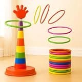 GRAPHENE 2 in 1 Stacking Ring Toss Game Toy for Kids Indoor Outdoor Target Throw Colour Recognition Brain Development Educational Toys For 1-5 Years Girls Boy Fun Learning Activity Toy Set Gift for 3+