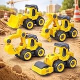 Toyshine Take Apart Toy 4 Pack - DIY Construction Engineering Car Toy Set Kids STEM Sand Toys for Toddlers Age 3-5, Building Sandbox Toys Truck, Birthday Gifts for Boys 2 3 4 5 6 Year Old