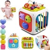 ToyTastic Montessori 7 in 1 Baby Sensory Toy for Kids - Educational Learning Shape Sorter, Activity Stacking, Interactive Fine Motor Skill Development - Multicolor