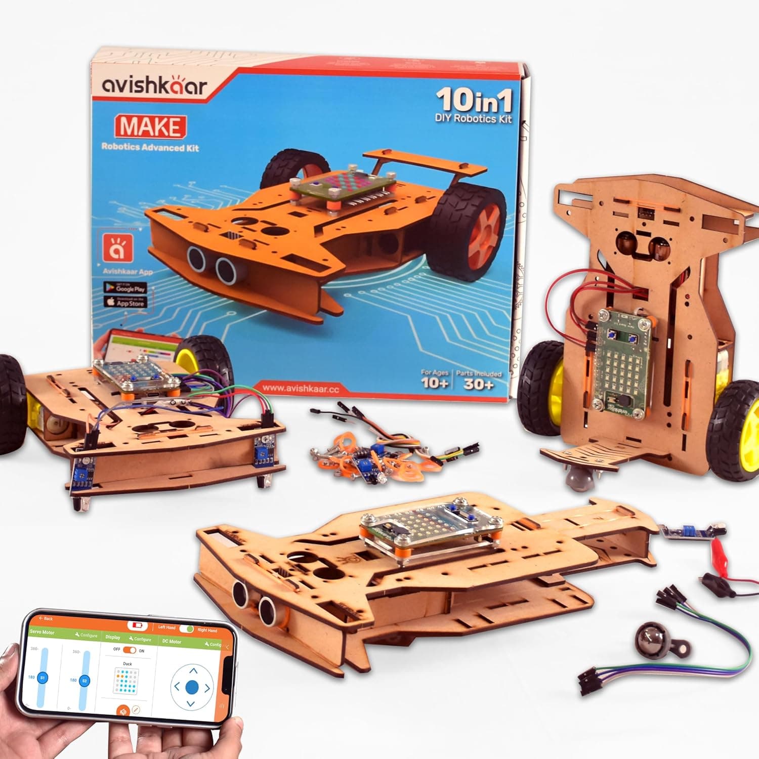 Avishkaar Make Robotics Advanced Kit |10-in-1 STEM |Kids Ages 10-14 | Electronics,Science & Engineering Projects, DIY Circuits Educational Toy for Boys & Girls