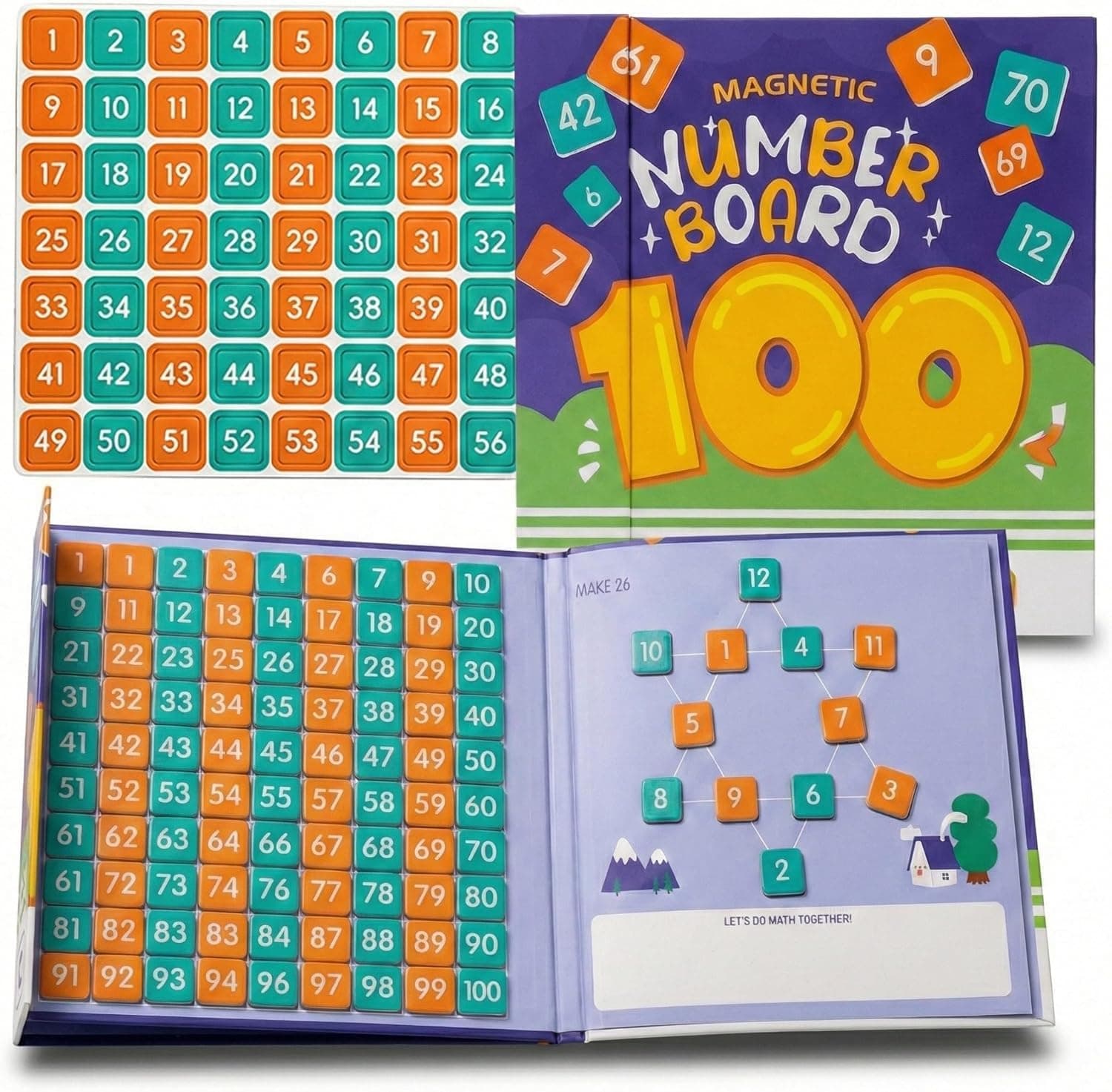 SHINETOY Magnetic 1-100 Math Board | Montessori Number Counting & Arithmetic Puzzle | Addition Subtraction Multiplication Division| STEM Educational Learning Toy for Kids Ages 3-8