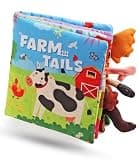 FIRSTCRY INTELLIBABY Premium Farm Tails Sensory Cloth Book for Babies – Washable No-Mess Touch & Feel Book with Crinkle Sounds Farm Animal Tails, Soft Fabric Book, Non-Toxic – Ideal Baby Gift 0+ Month