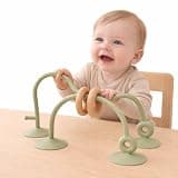 Lefan Montessori Baby Bead Maze Toy with Wooden Rings, Suction Base Sensory Activity Toy for Toddlers, Fine Motor Skill Development Learning Toy for 6–24 Months Kids