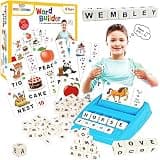 Wembley Educational Toys Spelling Brain Games for Kids Learning Birthday Gift for Boys Girls 2 in 1 Flash Cards Matching Letter Sight Words Recognition Kindergarten Preschool Teaching Tools 3+ Years