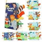 SNOWIE Soft® Cloth Books for Babies 0 to 3 Years of Forest Animal, Sensory Books for Babies 6-12 Month with 3D Touch Feel High Contrast Dimensional Tail, Built in Rustling Sound, Waterproof Baby Toy