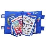 PDSPM Learning Cushion Pillow Book for Kids with 2 Languages Learn - English and Hindi, Activity Play, Soft Cloth Book Kids Pillow Toy,(Cushion Blue)